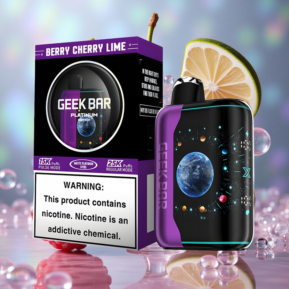 Бобица Трешња Лимета GEEK BAR Platinum Edition 25000 Пушева Динамички 3D Заобљени Екран