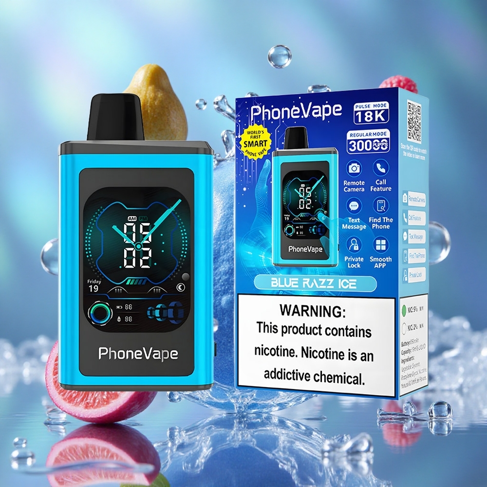Plava Malina Led JNR PhoneVape 30000 Puffs Фулл Дисплаи Сцреен