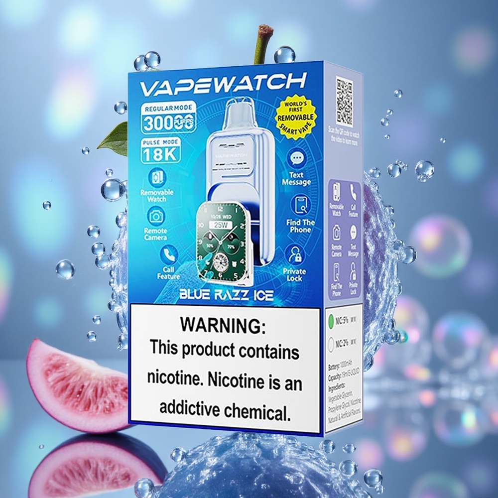 Плава малина лед JNR Vape Watch 30,000 уста дуал меш coil