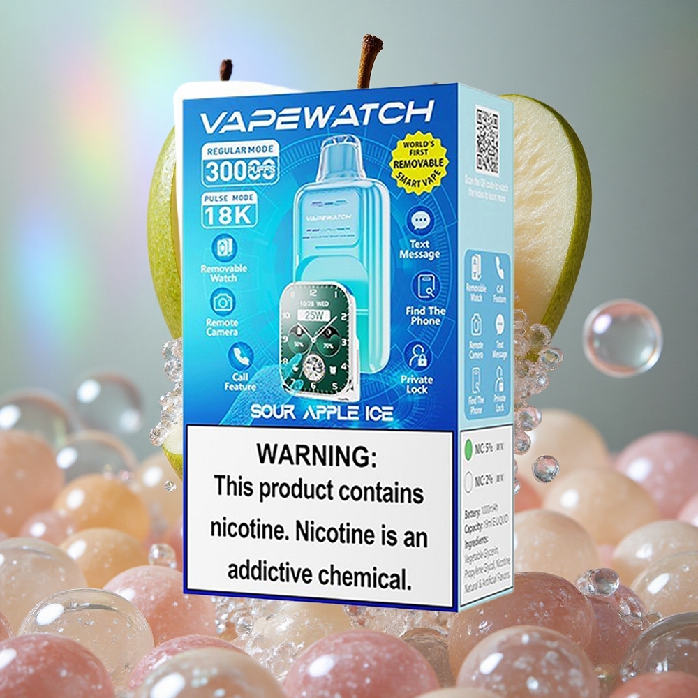 Kisela Jabuka JNR Vape Watch 30000 Puffs Дуал Месх Цоил