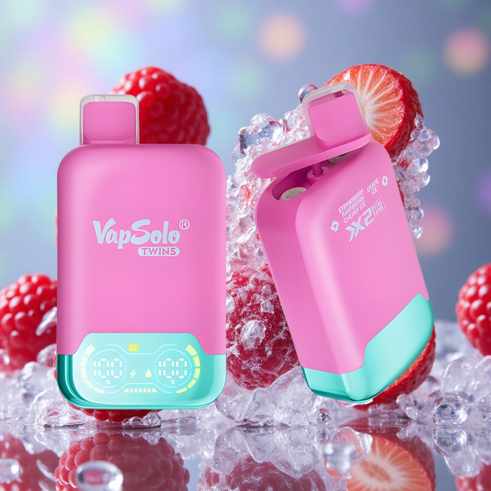 Јагода Малина Трешња Лед & Гројзде Лед Vapsolo Twins 20000 Puffs 40 мл е-течности