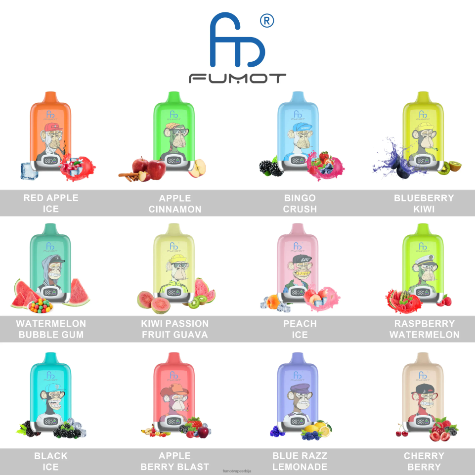 Fumot Digital Box T0VLT138 мешане бобице 12000 20мл вапе под за једнократну употребу - (1 комад) Fumot tech