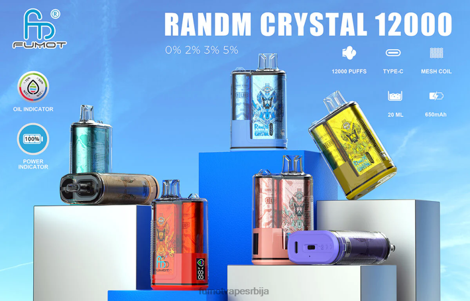 Fumot Crystal T0VLT287 лубеница од манга брескве 20мл 12000 Вапе кутија за једнократну употребу (1 комад) Fumot vape online shop