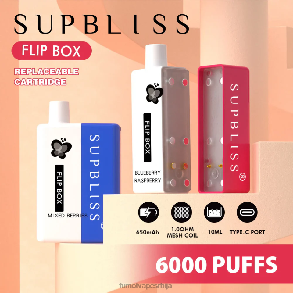 Fumot Supbliss Flip T0VLT330 млечни шејк од банане бок 6000 заменљиви вапе кит - 10мл (1 комад) Fumot vape flavors