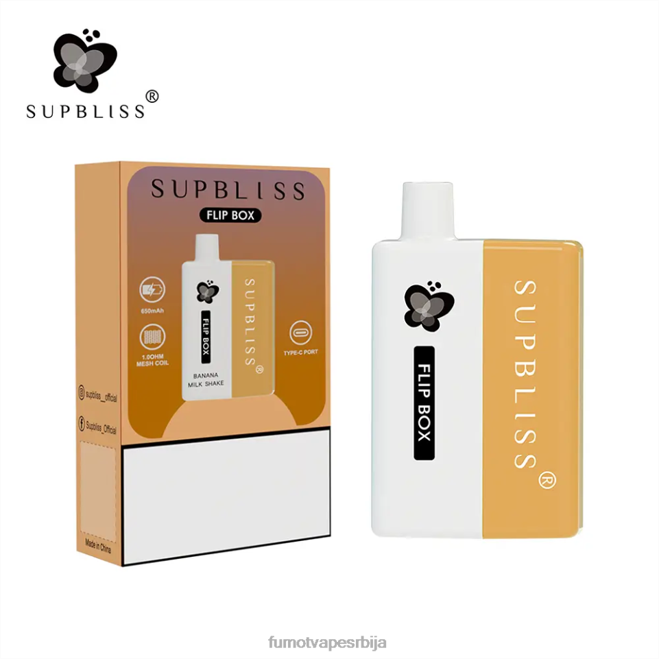 Fumot Supbliss Flip T0VLT330 млечни шејк од банане бок 6000 заменљиви вапе кит - 10мл (1 комад) Fumot vape flavors