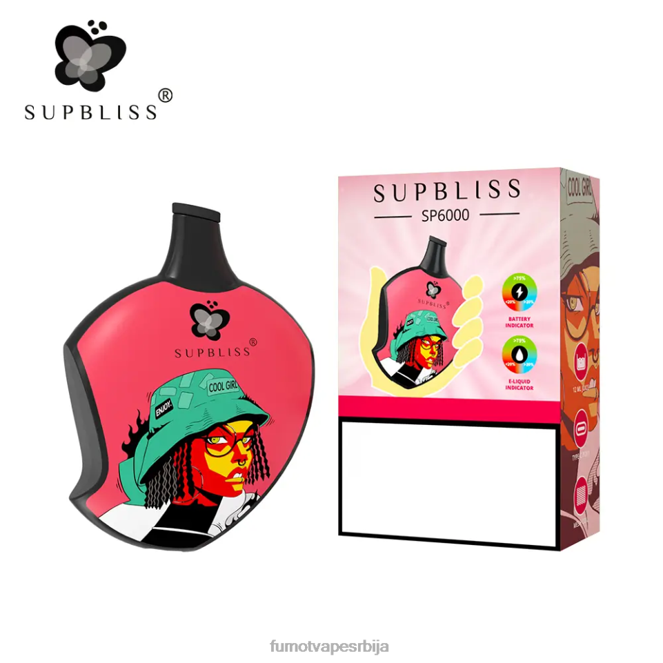 Fumot Supbliss T0VLT458 бресква манго лубеница сп6000 вапе под за једнократну употребу - 12мл (1 комад) Fumot tech