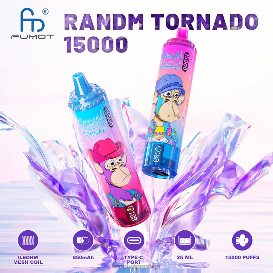 Fumot Tornado T0VLT177 мр блуе 15000 вапе за једнократну употребу - 25мл (1 комад) Fumot vape online shop