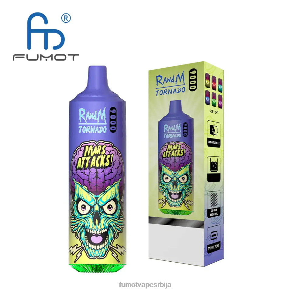 Fumot Tornado T0VLT28 трешња 18мл 9000 једнократна вапе оловка (1 комад) Fumot tech