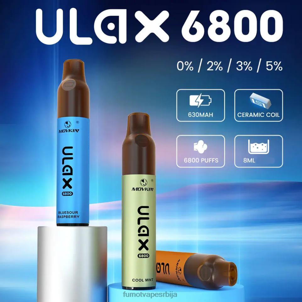 Fumot Movkin Ulax T0VLT320 блуесоур малина 6800 вапе за једнократну употребу, керамички калем - 8мл (1 комад) Fumot vape flavors